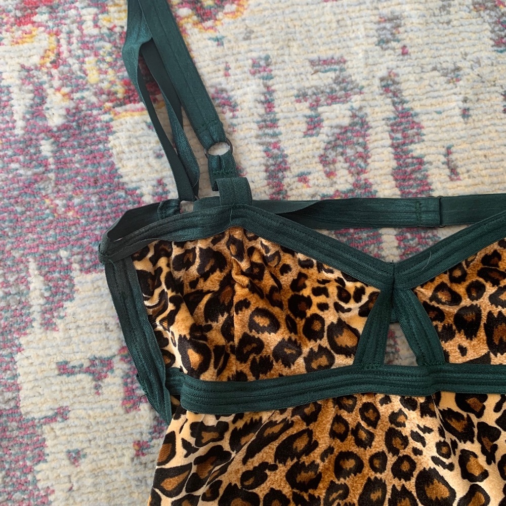 solstice intimates cheeky leopard velvet bodysuit